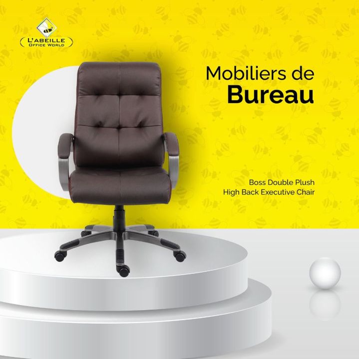 Chaise exécutive Double Plush, Boss · dossier haut, brun